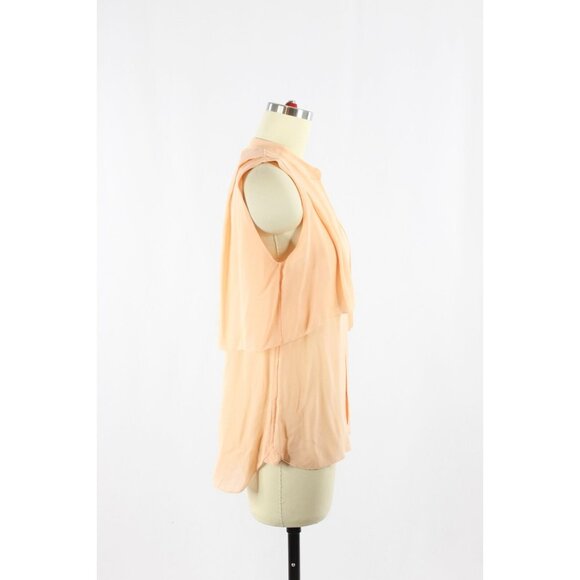 Aritzia WILFRED Peach Orange Sheer Silk Georgette Draped Blouse Top, Size XS - Picture 2 of 11